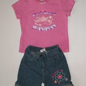 Disney Princess Jean Shorts Kid Connex Tee Size 2T
